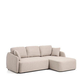 Laira 3-Sitzer-Schlafsofa aus beigem Chenille mit Chaiselongue rechts 246 cm FSC Mix Credit
