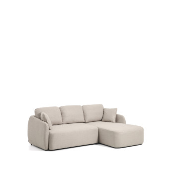 Laira 3-Sitzer-Schlafsofa aus beigem Chenille mit Chaiselongue rechts 246 cm FSC Mix Credit