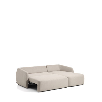 Laira 3-Sitzer-Schlafsofa aus beigem Chenille mit Chaiselongue rechts 246 cm FSC Mix Credit