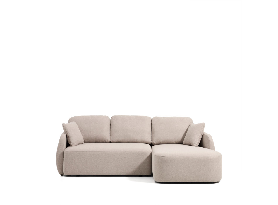 Laira 3-Sitzer-Schlafsofa aus beigem Chenille mit Chaiselongue rechts 246 cm FSC Mix Credit