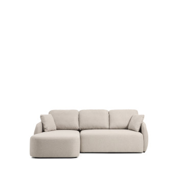 Laira 3-Sitzer-Schlafsofa aus beigem Chenille mit Chaiselongue links 246 cm FSC Mix Credit