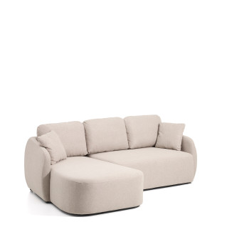 Laira 3-Sitzer-Schlafsofa aus beigem Chenille mit Chaiselongue links 246 cm FSC Mix Credit
