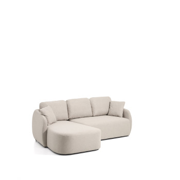Laira 3-Sitzer-Schlafsofa aus beigem Chenille mit Chaiselongue links 246 cm FSC Mix Credit