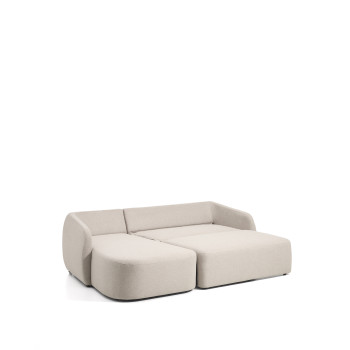 Laira 3-Sitzer-Schlafsofa aus beigem Chenille mit Chaiselongue links 246 cm FSC Mix Credit