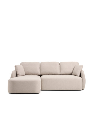 Laira 3-Sitzer-Schlafsofa aus beigem Chenille mit Chaiselongue links 246 cm FSC Mix Credit