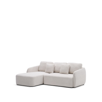 Laira 3-Sitzer-Schlafsofa aus Chenille mit Chaiselongue links, Ecru, 246 cm, FSC Mix Credit