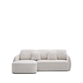 Laira 3-Sitzer-Schlafsofa aus Chenille mit Chaiselongue links, Ecru, 246 cm, FSC Mix Credit