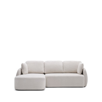 Laira 3-Sitzer-Schlafsofa aus Chenille mit Chaiselongue links, Ecru, 246 cm, FSC Mix Credit