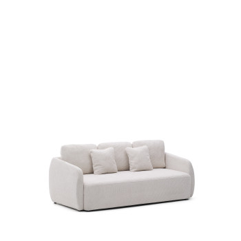 Laira 3-Sitzer-Schlafsofa aus ecrufarbenem Chenille, 218 cm, FSC Mix Credit