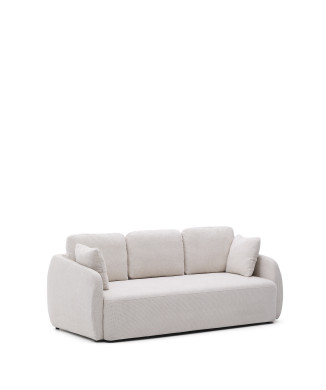 Laira 3-Sitzer-Schlafsofa aus ecrufarbenem Chenille, 218 cm, FSC Mix Credit