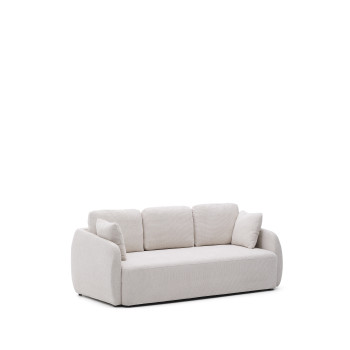 Laira 3-Sitzer-Schlafsofa aus ecrufarbenem Chenille, 218 cm, FSC Mix Credit