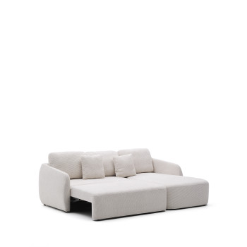 Laira 3-Sitzer-Schlafsofa aus ecrufarbenem Chenille mit Chaiselongue rechts 246 cm FSC Mix Credit