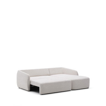 Laira 3-Sitzer-Schlafsofa aus ecrufarbenem Chenille mit Chaiselongue rechts 246 cm FSC Mix Credit