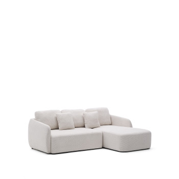 Laira 3-Sitzer-Schlafsofa aus ecrufarbenem Chenille mit Chaiselongue rechts 246 cm FSC Mix Credit