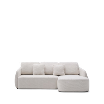 Laira 3-Sitzer-Schlafsofa aus ecrufarbenem Chenille mit Chaiselongue rechts 246 cm FSC Mix Credit