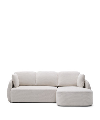Laira 3-Sitzer-Schlafsofa aus ecrufarbenem Chenille mit Chaiselongue rechts 246 cm FSC Mix Credit