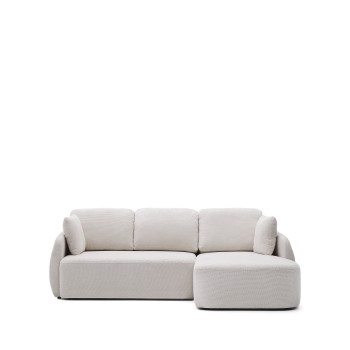 Laira 3-Sitzer-Schlafsofa aus ecrufarbenem Chenille mit Chaiselongue rechts 246 cm FSC Mix Credit