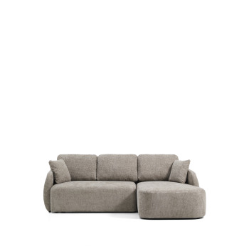 Laira 3-Sitzer-Schlafsofa aus taubengrauem Chenille mit Chaiselongue rechts 246 cm FSC Mix Credit