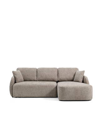 Laira 3-Sitzer-Schlafsofa aus taubengrauem Chenille mit Chaiselongue rechts 246 cm FSC Mix Credit