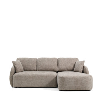 Laira 3-Sitzer-Schlafsofa aus taubengrauem Chenille mit Chaiselongue rechts 246 cm FSC Mix Credit