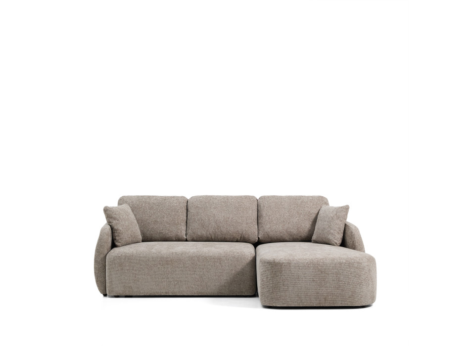 Laira 3-Sitzer-Schlafsofa aus taubengrauem Chenille mit Chaiselongue rechts 246 cm FSC Mix Credit