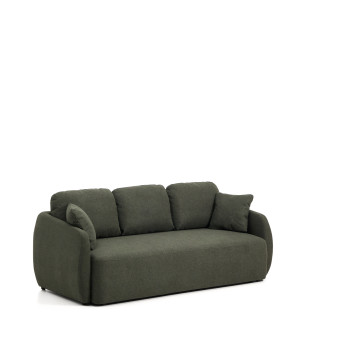 Laira 3-Sitzer-Schlafsofa aus dunkelgrünem Chenille, 218 cm FSC Mix Credit