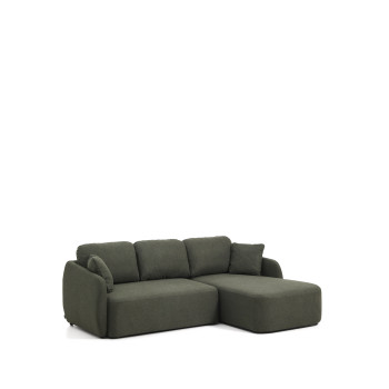 Laira 3-Sitzer-Schlafsofa aus dunkelgrünem Chenille mit Chaiselongue rechts 246 cm FSC Mix Credit