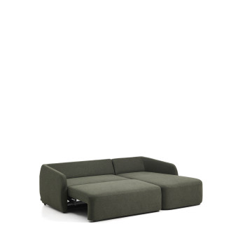 Laira 3-Sitzer-Schlafsofa in dunkelgrünem Chenille mit rechter Chaiselongue 246 cm FSC Mix Credit