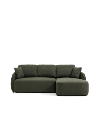 Laira 3-Sitzer-Schlafsofa aus dunkelgrünem Chenille mit Chaiselongue rechts 246 cm FSC Mix Credit