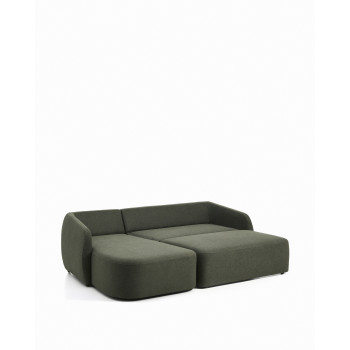 Laira 3-Sitzer-Schlafsofa aus dunkelgrünem Chenille mit Chaiselongue links 246 cm FSC Mix Credit