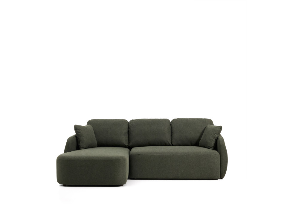 Laira 3-Sitzer-Schlafsofa aus dunkelgrünem Chenille mit Chaiselongue links 246 cm FSC Mix Credit