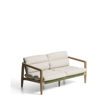 Menfi 2-Sitzer-Sofa aus massivem Akazienholz und grünem Seil, 136 cm, FSC 100 %