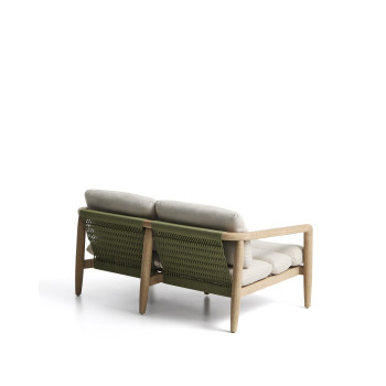 Menfi 2-Sitzer-Sofa aus massivem Akazienholz und grünem Seil, 136 cm, FSC 100 %