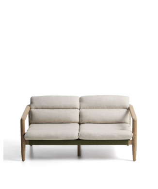 Menfi 2-Sitzer-Sofa aus massivem Akazienholz und grünem Seil, 136 cm, FSC 100 %