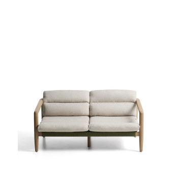 Menfi 2-Sitzer-Sofa aus massivem Akazienholz und grünem Seil, 136 cm, FSC 100 %