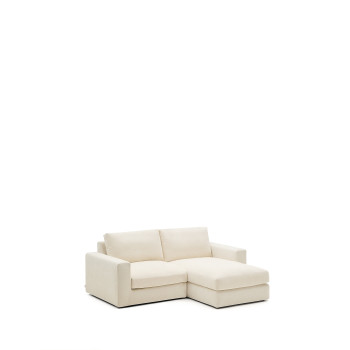 Alea 3-Sitzer-Modulsofa mit abnehmbarem Chenillebezug, Chaiselongue rechts, ecru, 220 cm