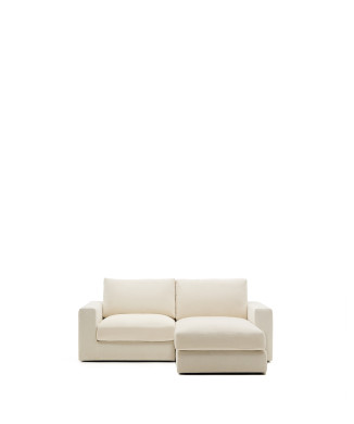 Alea 3-Sitzer-Modulsofa mit abnehmbarem Chenillebezug, Chaiselongue rechts, ecru, 220 cm