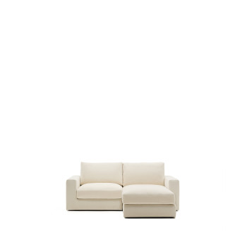Alea 3-Sitzer-Modulsofa mit abnehmbarem Chenillebezug, Chaiselongue rechts, ecru, 220 cm