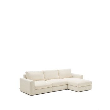 Alea 4-Sitzer-Modulsofa mit abnehmbarem Chenillebezug, Chaiselongue rechts, ecru, 310 cm