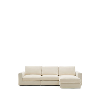 Alea 4-Sitzer-Modulsofa mit abnehmbarem Chenillebezug, Chaiselongue rechts, ecru, 310 cm