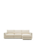 Alea 4-Sitzer-Modulsofa mit abnehmbarem Chenillebezug, Chaiselongue rechts, ecru, 310 cm