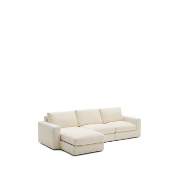 Alea 4-Sitzer-Modulsofa mit abnehmbarem Chenillebezug, Chaiselongue links, Ecru, 310 cm