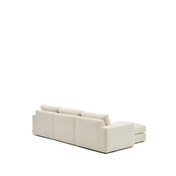 Alea 4-Sitzer-Modulsofa mit abnehmbarem Chenillebezug, Chaiselongue links, Ecru, 310 cm