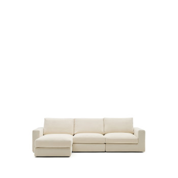 Alea 4-Sitzer-Modulsofa mit abnehmbarem Chenillebezug, Chaiselongue links, Ecru, 310 cm
