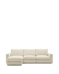 Alea 4-Sitzer-Modulsofa mit abnehmbarem Chenillebezug, Chaiselongue links, Ecru, 310 cm