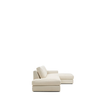 Alea 5-Sitzer-Modulsofa mit abnehmbarem Chenillebezug, Chaiselongue rechts, ecru, 340 cm