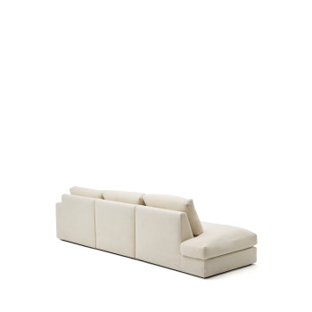 Alea 5-Sitzer-Modulsofa mit abnehmbarem Chenillebezug, Chaiselongue rechts, ecru, 340 cm