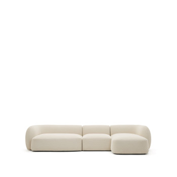 Martina 4-Sitzer-Modulsofa aus Chenille mit Chaiselongue rechts, ecru, 377 cm