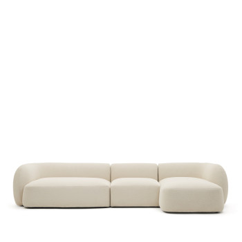 Martina 4-Sitzer-Modulsofa aus Chenille mit Chaiselongue rechts, ecru, 377 cm