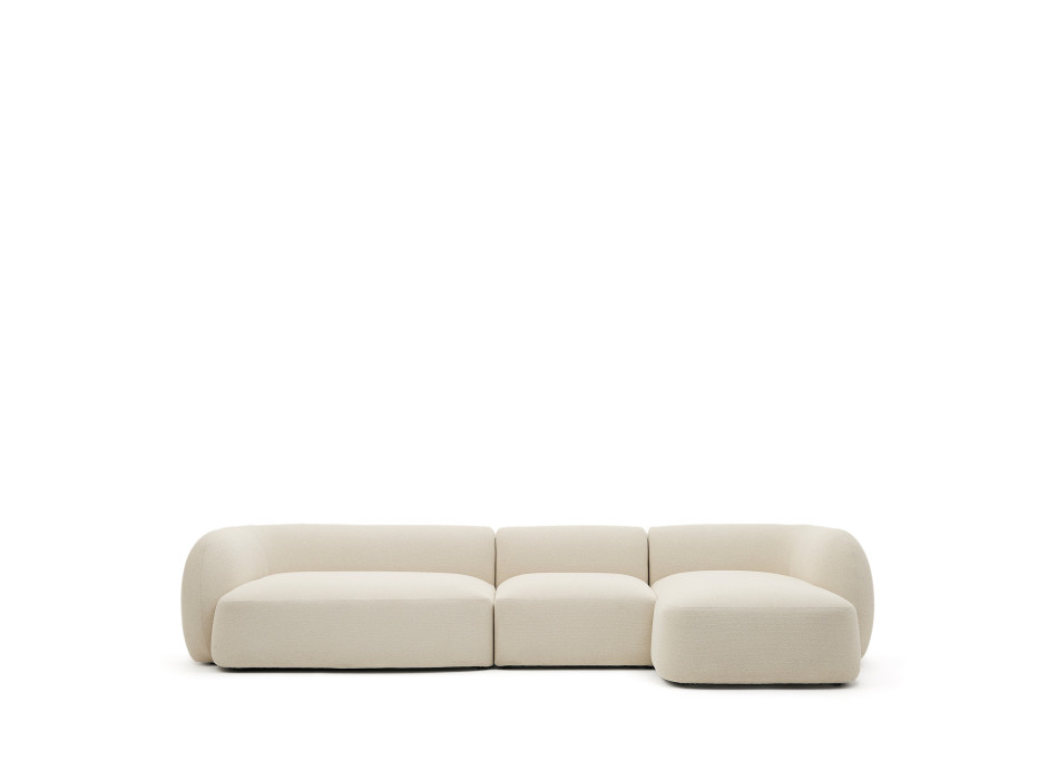 Martina 4-Sitzer-Modulsofa aus Chenille mit Chaiselongue rechts, ecru, 377 cm